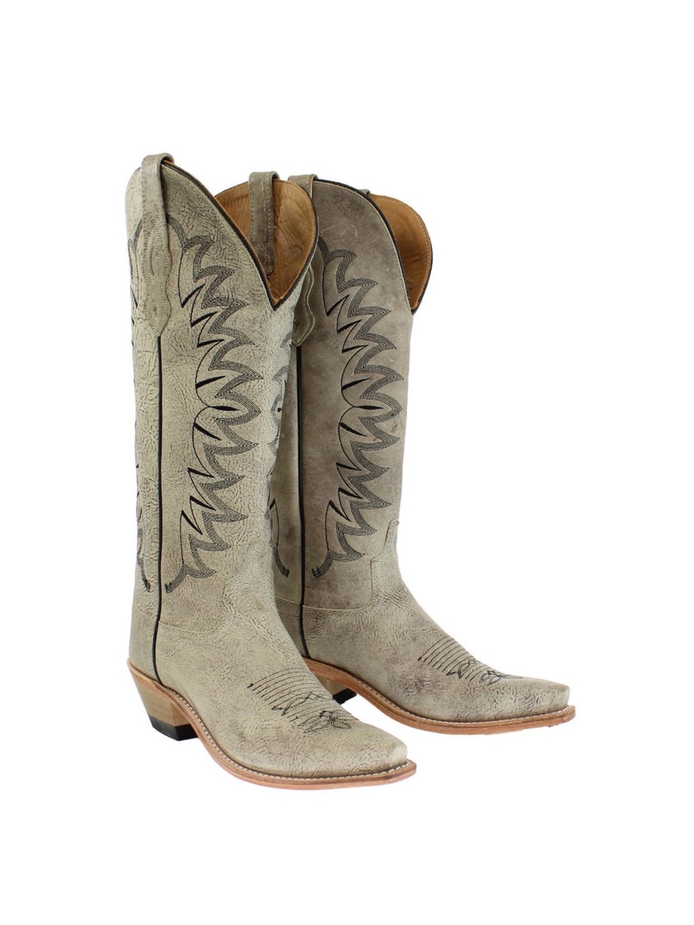 Old West Women's Tall Western Cowboy Boots- Smoky Ivory Embroidered